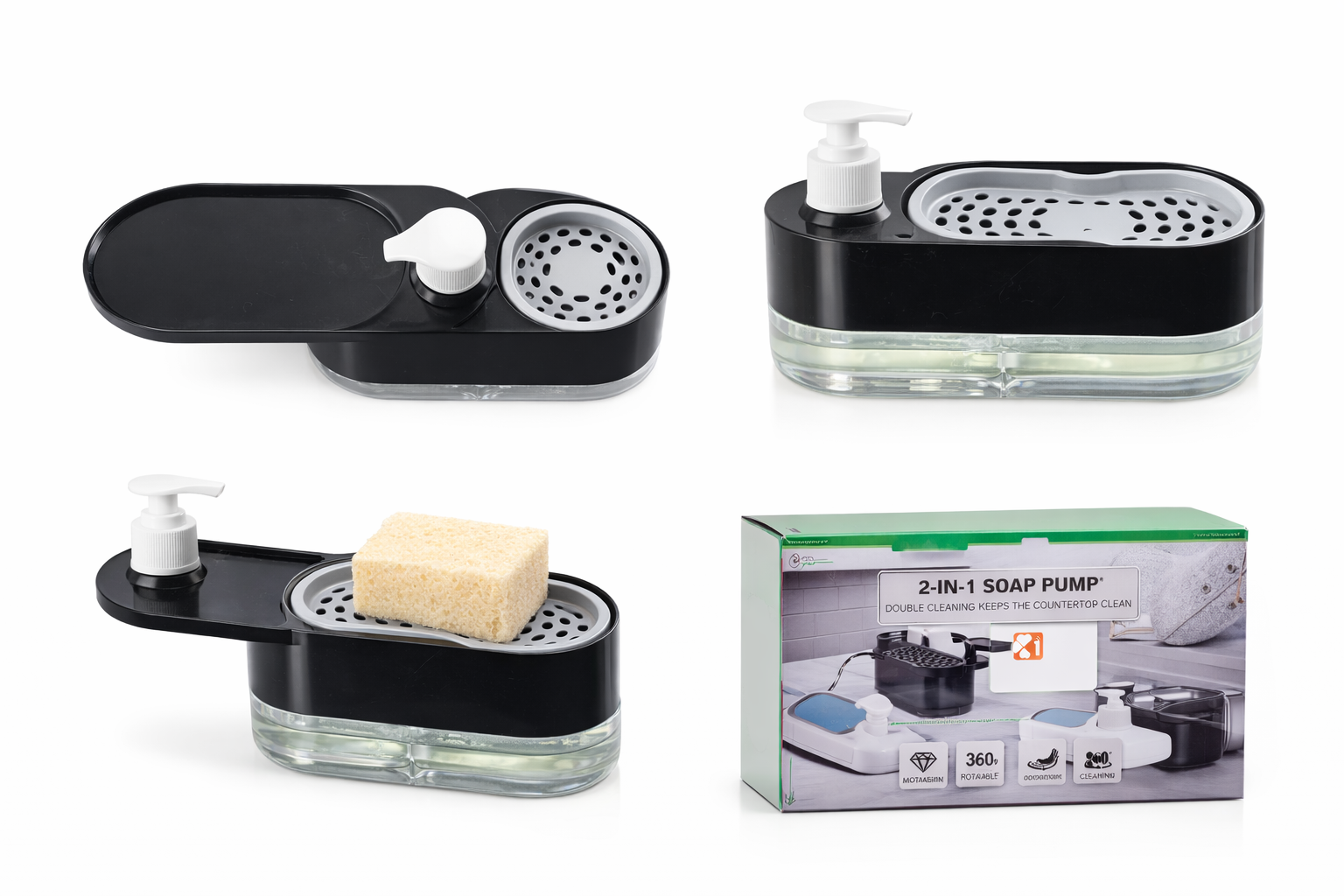 Kitchen Soap dispenser and sponge holder