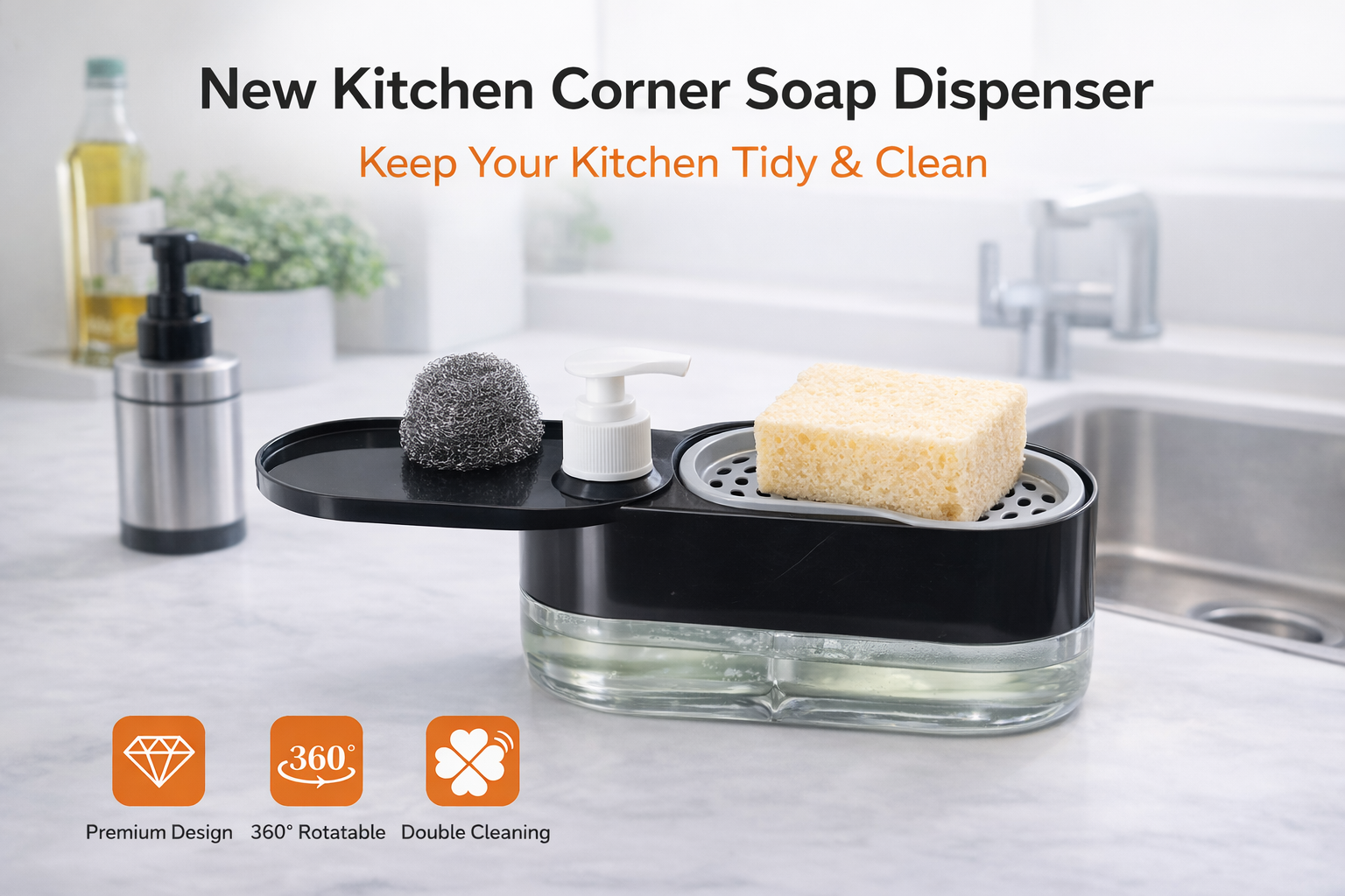 Kitchen Soap dispenser and sponge holder