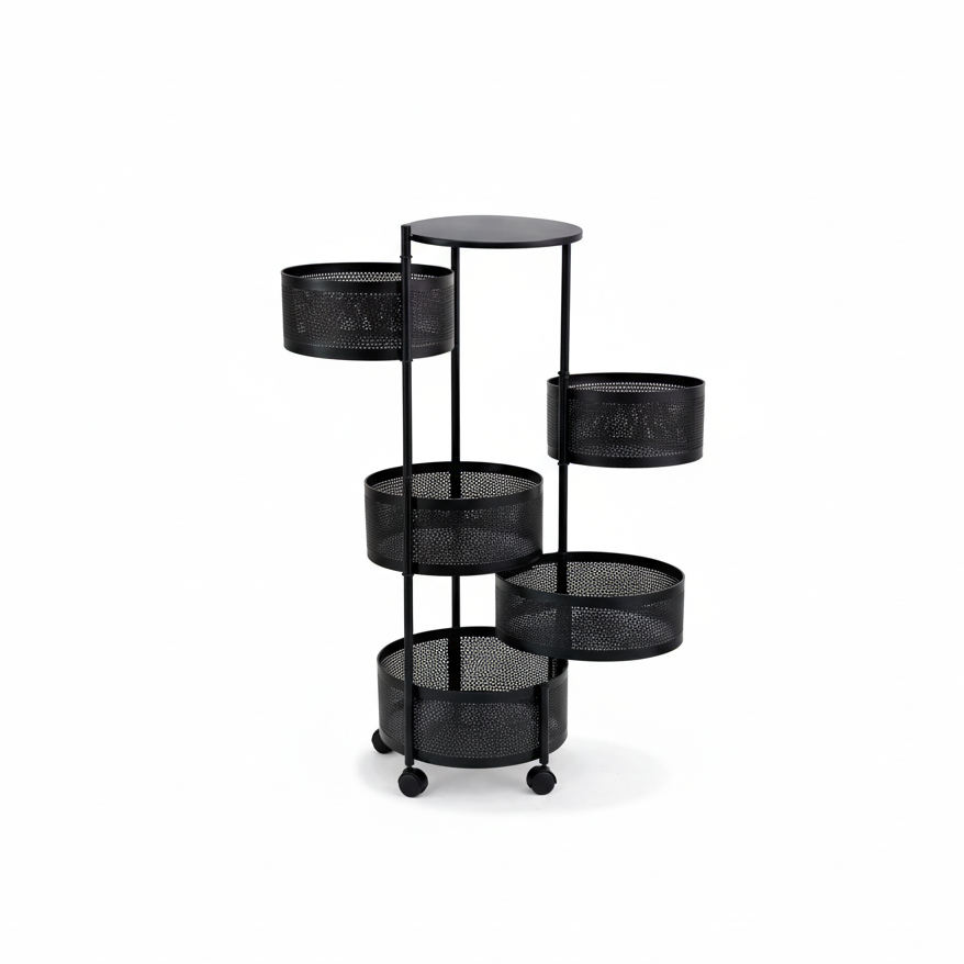 5 Layer Rotating Wheel Trolley Rack – Brandcore
