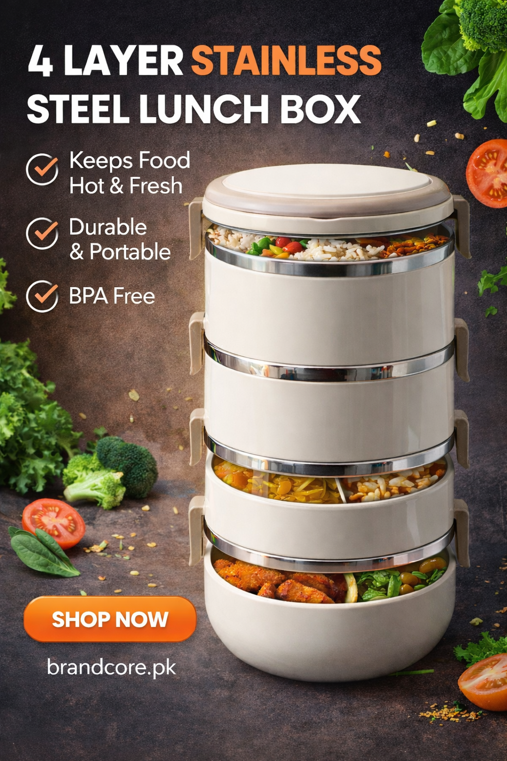 4 Layer Stainless Steel Lunch Box