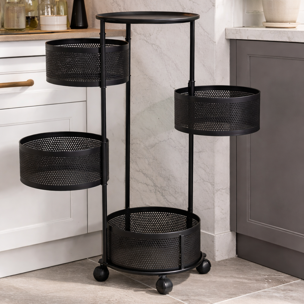 5 Layer Rotating Wheel Trolley Rack